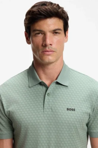 Printed polo shirt in cotton piqué