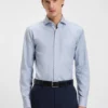 Printed regular-fit shirt in cotton twill