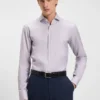 Printed regular-fit shirt in cotton twill