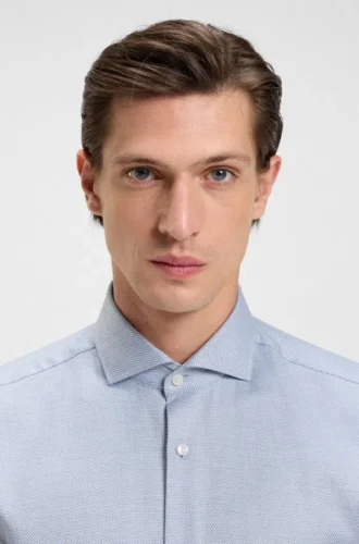 Printed regular-fit shirt in cotton twill