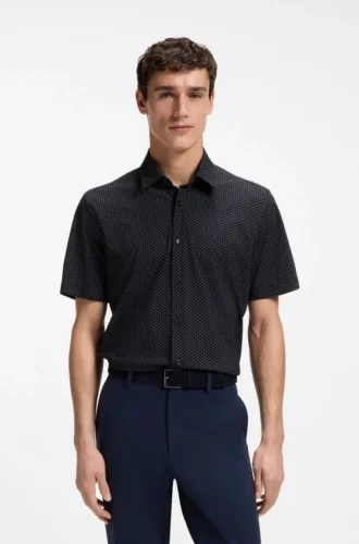 Printed regular-fit shirt in performance-stretch jersey Printed regular-fit shirt in performance-stretch jersey