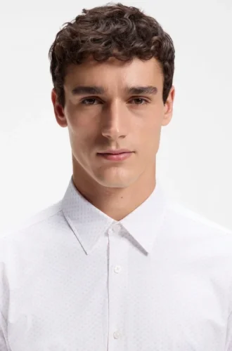 Printed regular-fit shirt in performance-stretch jersey