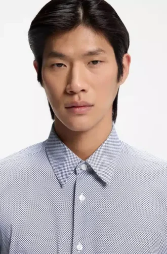 Printed regular-fit shirt in performance-stretch jersey