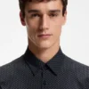 Printed regular-fit shirt in performance-stretch jersey