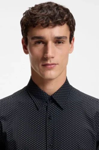Printed regular-fit shirt in performance-stretch jersey