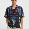 Printed relaxed-fit shirt in cotton poplin