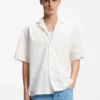 Printed relaxed-fit shirt in cotton poplin