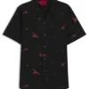 Printed relaxed-fit shirt in cotton poplin