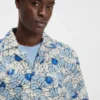 Printed relaxed-fit shirt in cotton poplin