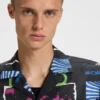 Printed relaxed-fit shirt in cotton poplin