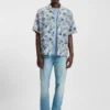 Printed relaxed-fit shirt in cotton poplin