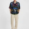 Printed relaxed-fit shirt in cotton poplin