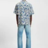 Printed relaxed-fit shirt in cotton poplin