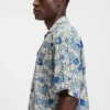 Printed relaxed-fit shirt in cotton poplin