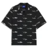 Printed relaxed-fit shirt in cotton poplin