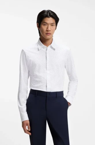 Printed slim-fit shirt in a cotton blend