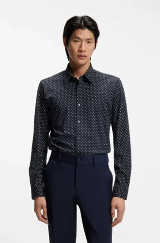Printed slim-fit shirt in a cotton blend