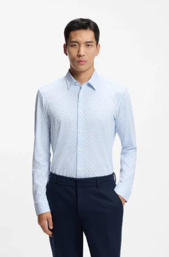 Printed slim-fit shirt in a cotton blend