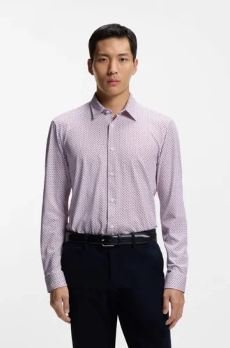 Printed slim-fit shirt in a cotton blend