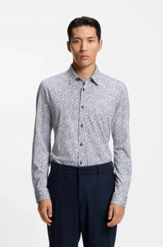 Printed slim-fit shirt in a cotton blend