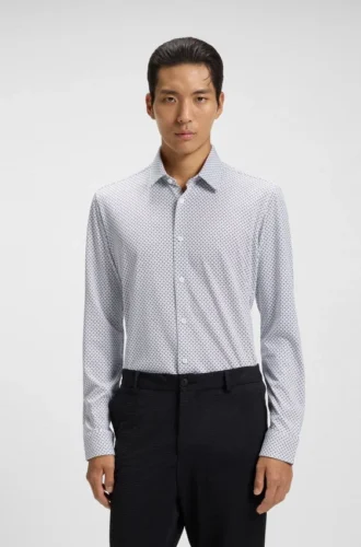 Printed slim-fit shirt in a cotton blend