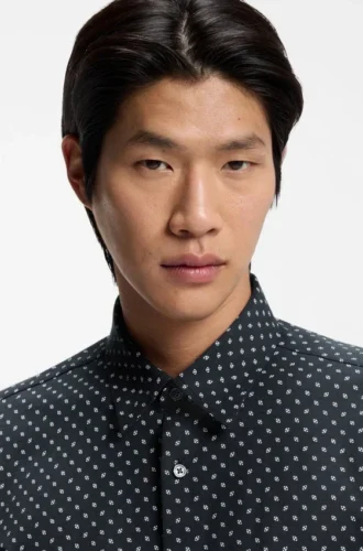 Printed slim-fit shirt in a cotton blend