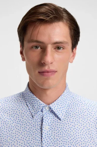 Printed slim-fit shirt in a cotton blend