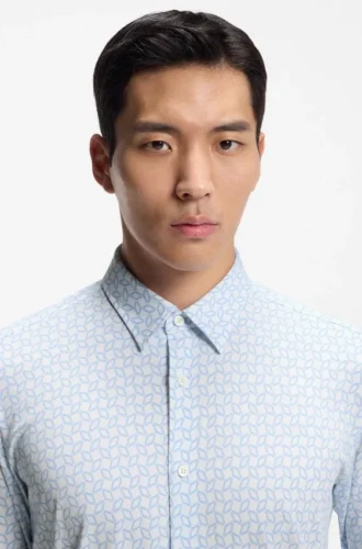 Printed slim-fit shirt in a cotton blend