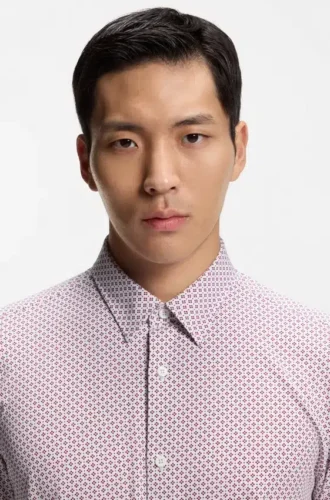 Printed slim-fit shirt in a cotton blend