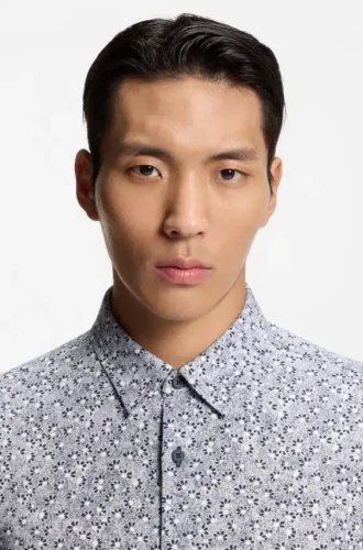 Printed slim-fit shirt in a cotton blend