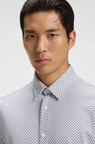 Printed slim-fit shirt in a cotton blend