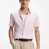 Printed slim-fit shirt in cotton-blend jersey