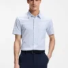 Printed slim-fit shirt in cotton-blend jersey