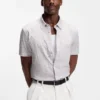 Printed slim-fit shirt in cotton-blend jersey