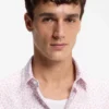 Printed slim-fit shirt in cotton-blend jersey