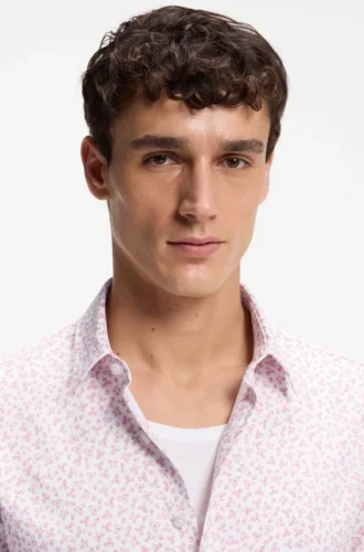 Printed slim-fit shirt in cotton-blend jersey Printed slim-fit shirt in cotton-blend jersey