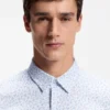Printed slim-fit shirt in cotton-blend jersey