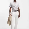 Printed slim-fit shirt in cotton-blend jersey