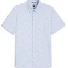 Printed slim-fit shirt in cotton-blend jersey
