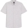 Printed slim-fit shirt in cotton-blend jersey
