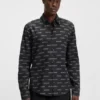 Printed slim-fit shirt in cotton poplin
