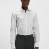 Printed slim-fit shirt in cotton poplin
