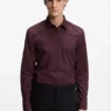 Printed slim-fit shirt in cotton poplin