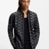 Printed slim-fit shirt in cotton poplin