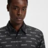 Printed slim-fit shirt in cotton poplin