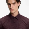 Printed slim-fit shirt in cotton poplin