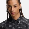Printed slim-fit shirt in cotton poplin
