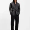 Printed slim-fit shirt in cotton poplin