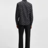 Printed slim-fit shirt in cotton poplin