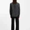 Printed slim-fit shirt in cotton poplin